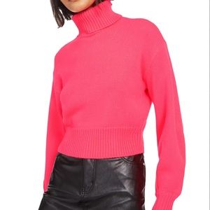 Bar III Women’s Pink Turtle Neck Cropped Sweater